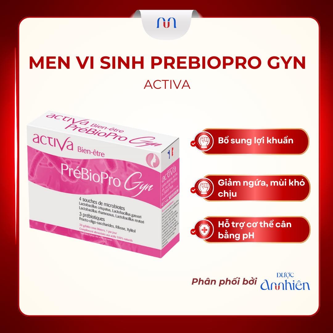Viên uống Activa PreBiopro Gyn, men vi sinh, men phụ khoa, bổ sung 10 tỷ lợi khuẩn, dành cho nữ Hộp 30 viên DP An Nhiên