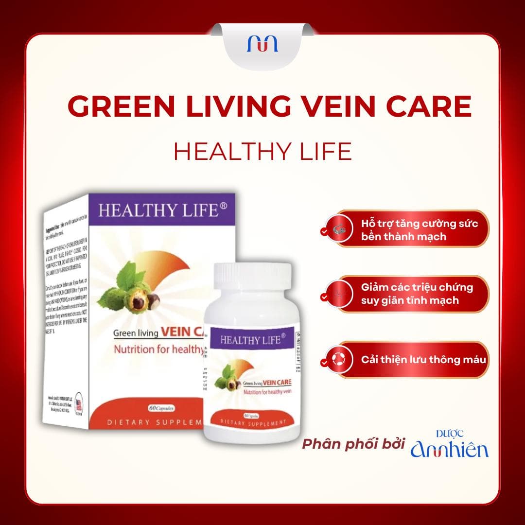 Viên uống Green Living Vein Care hỗ trợ suy giãn tĩnh mạch, tăng sức bền thành mạch 60 viên DP An Nhiên