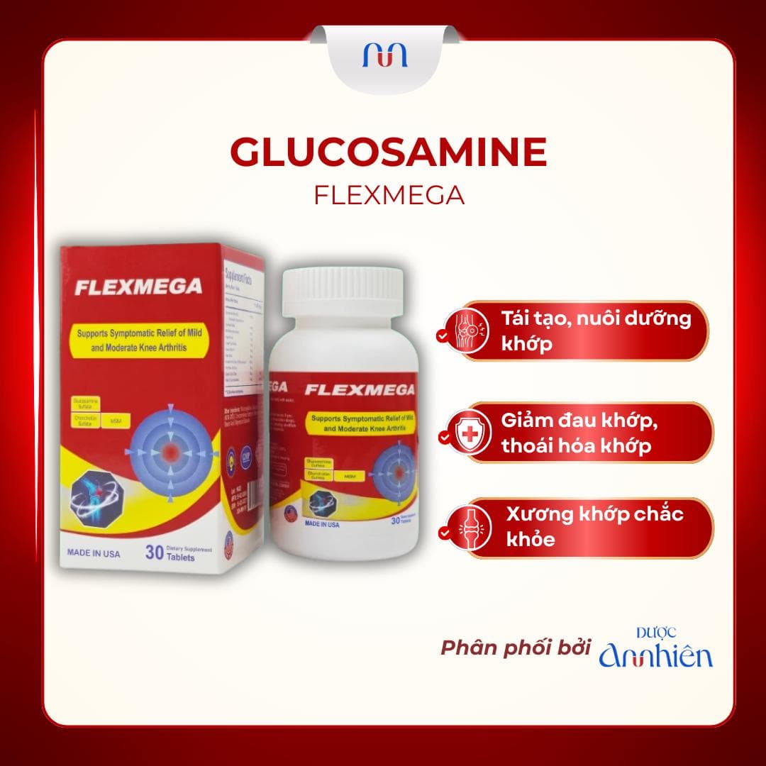 Viên uống xương khớp Flexmega hỗ trợ giảm đau xương khớp,bổ sung Glucosamin, ngừa thoái hóa khớp 30 viên DP An Nhiên