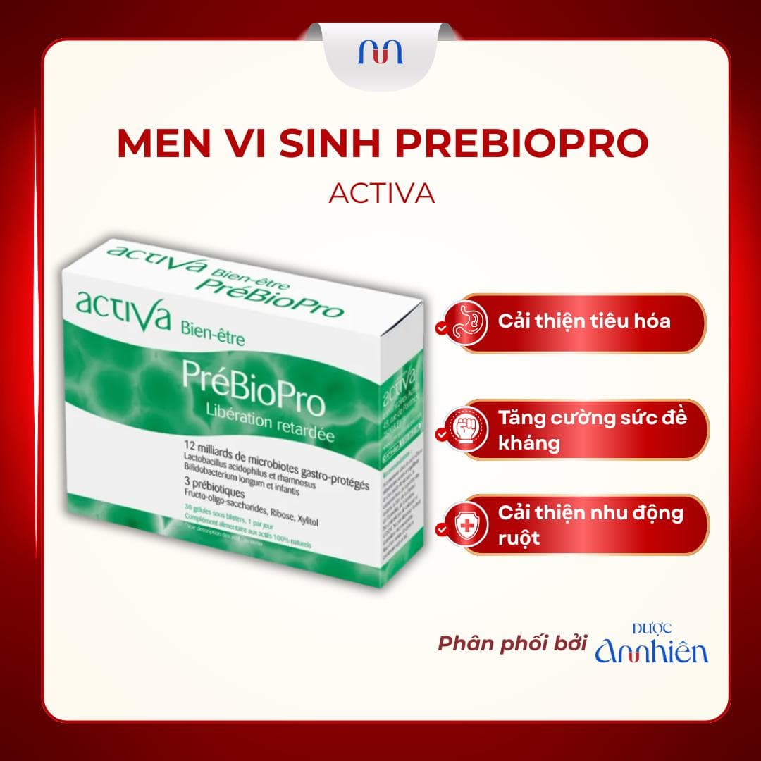 Men vi sinh đường ruột Activa Prebiopro bổ sung 12 tỉ lợi khuẩn, men tiêu hóa,giảm rối loạn tiêu hóa, đại tràng An Nhiên