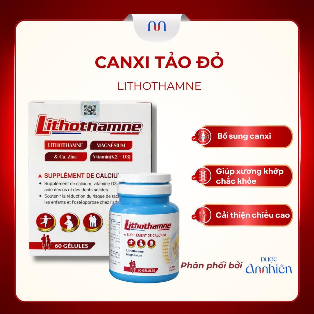 Viên uống bổ sung canxi hữu cơ từ tảo đỏ Lithothamne hỗ trợ tăng chiều cao, giảm đau nhức xương khớp 60 viên DP An Nhiên