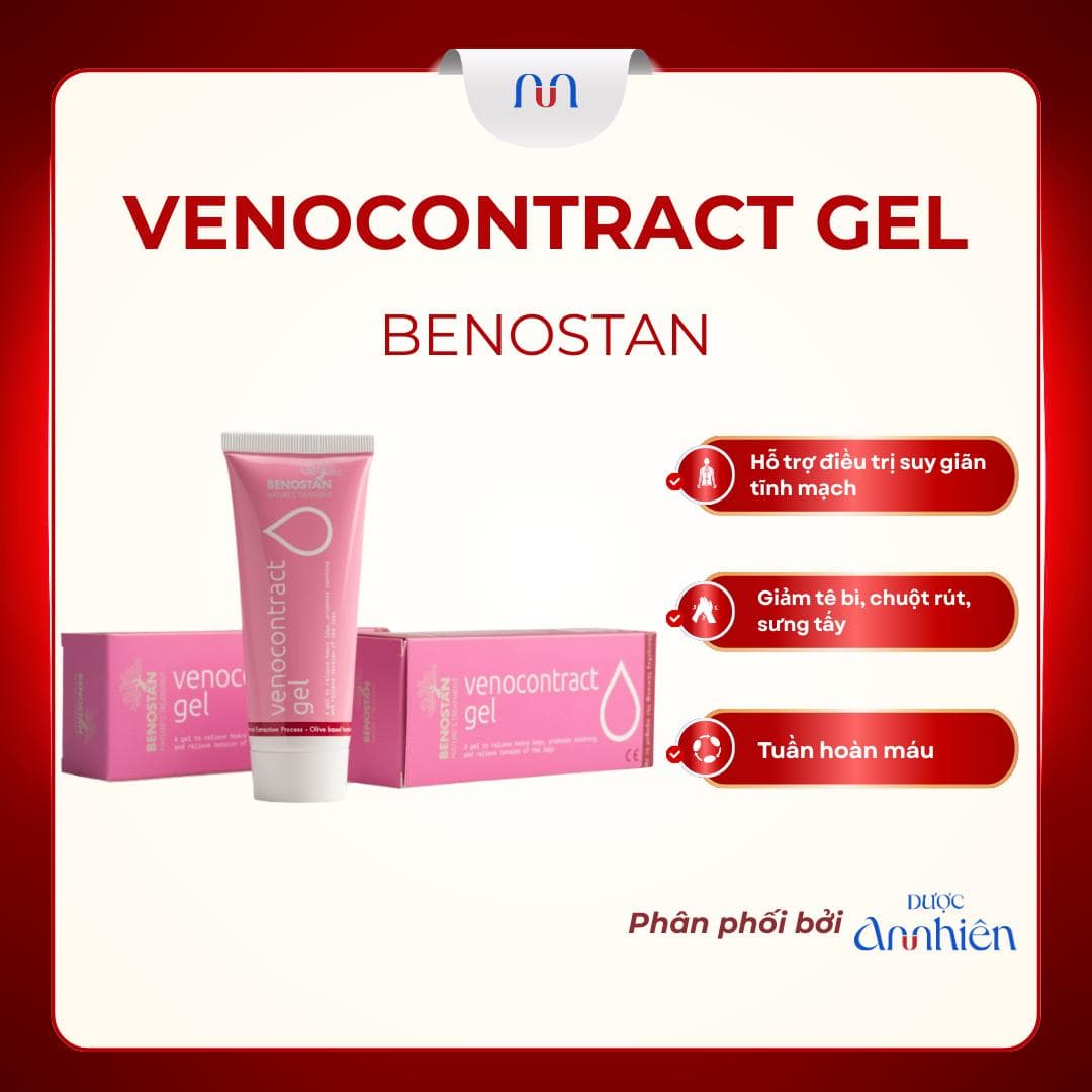 Gel bôi Venocontract hỗ trợ giảm triệu chứng suy giãn tĩnh mạch, chuột rút, sưng gối, sưng chân 75ml DP An Nhiên