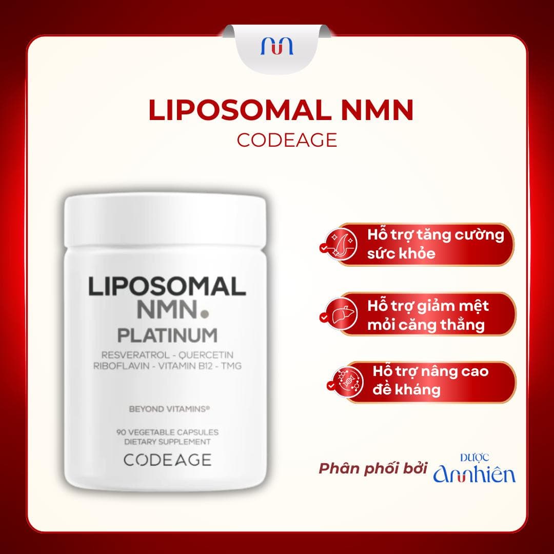 Viên uống làm đẹp da Liposomal NMN Codeage hỗ trợ chống lão hóa da, làm đẹp da, tăng sức đề kháng 90 viên DP An Nhiên