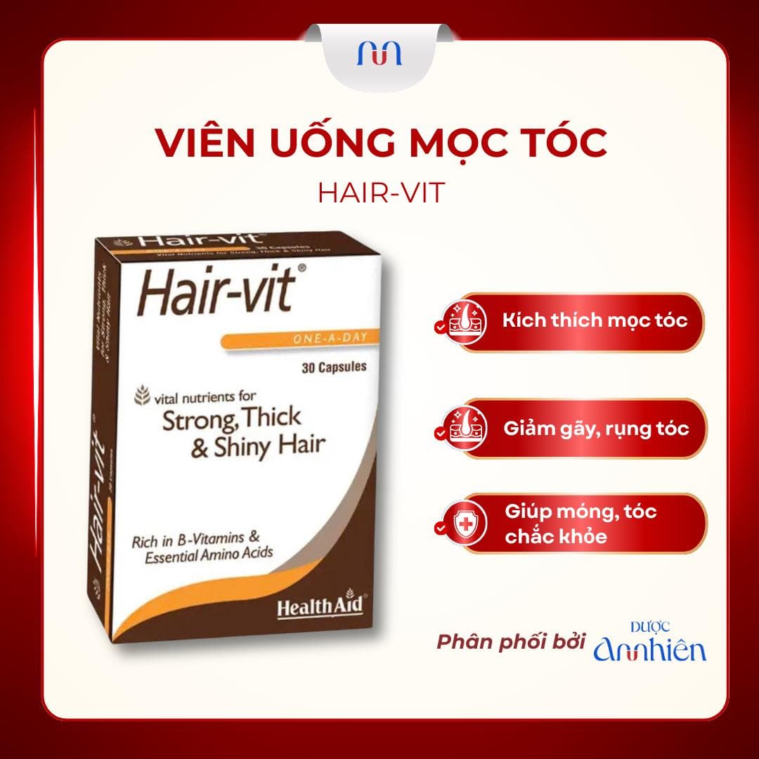 Viên uống kích thích mọc tóc Hair vit, dưỡng tóc chắc khỏe, giảm rụng tóc 30 viên DP An Nhiên