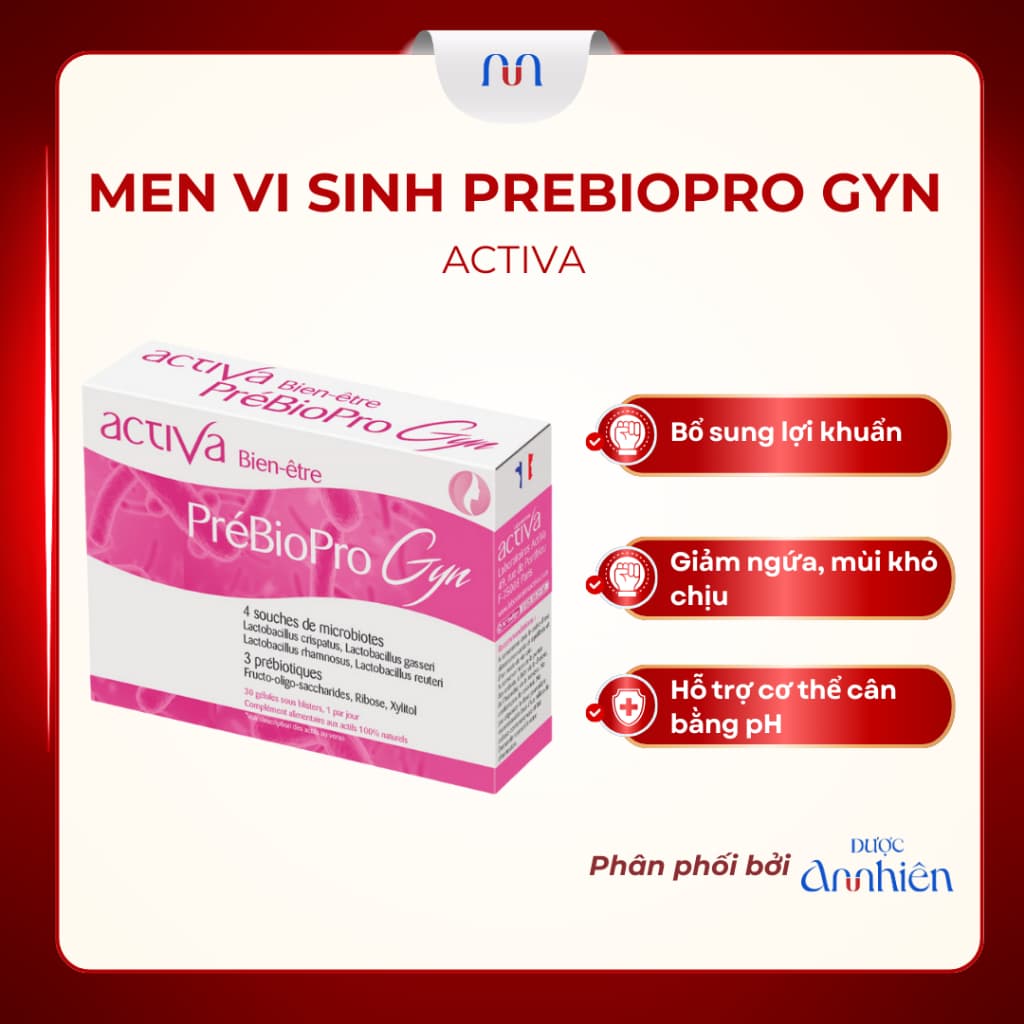 Viên Uống Activa PreBiopro Gyn 30 Viên Men Vi Sinh Phụ Khoa, Bổ Sung 10 Tỷ Lợi Khuẩn Cho Nữ