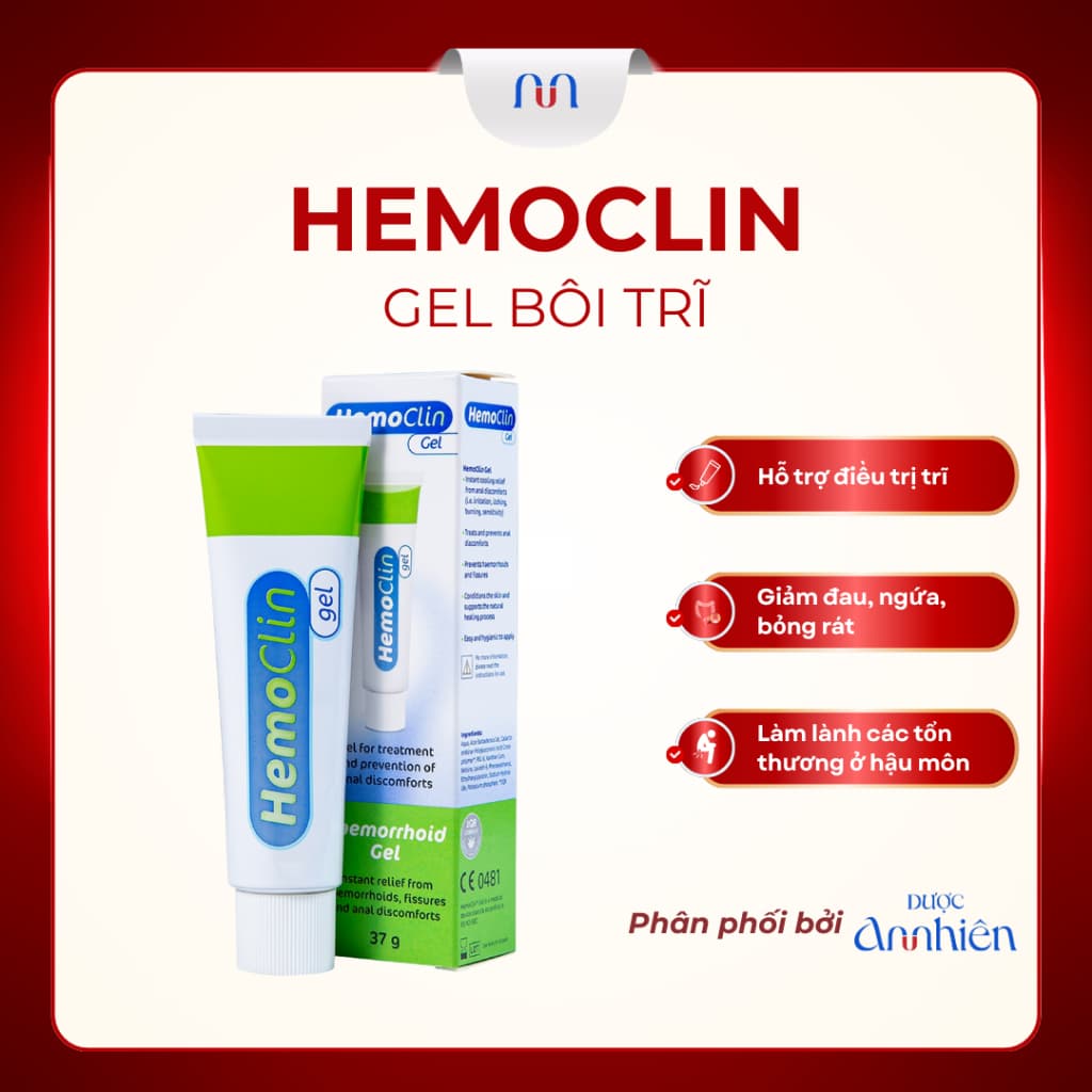 [CHÍNH HÃNG] Gel Bôi Trĩ Hemoclin 37G Hỗ Trợ Giảm Đau Rát, Ngứa, Nứt Hậu Môn, Trĩ Nội, Trĩ Ngoại