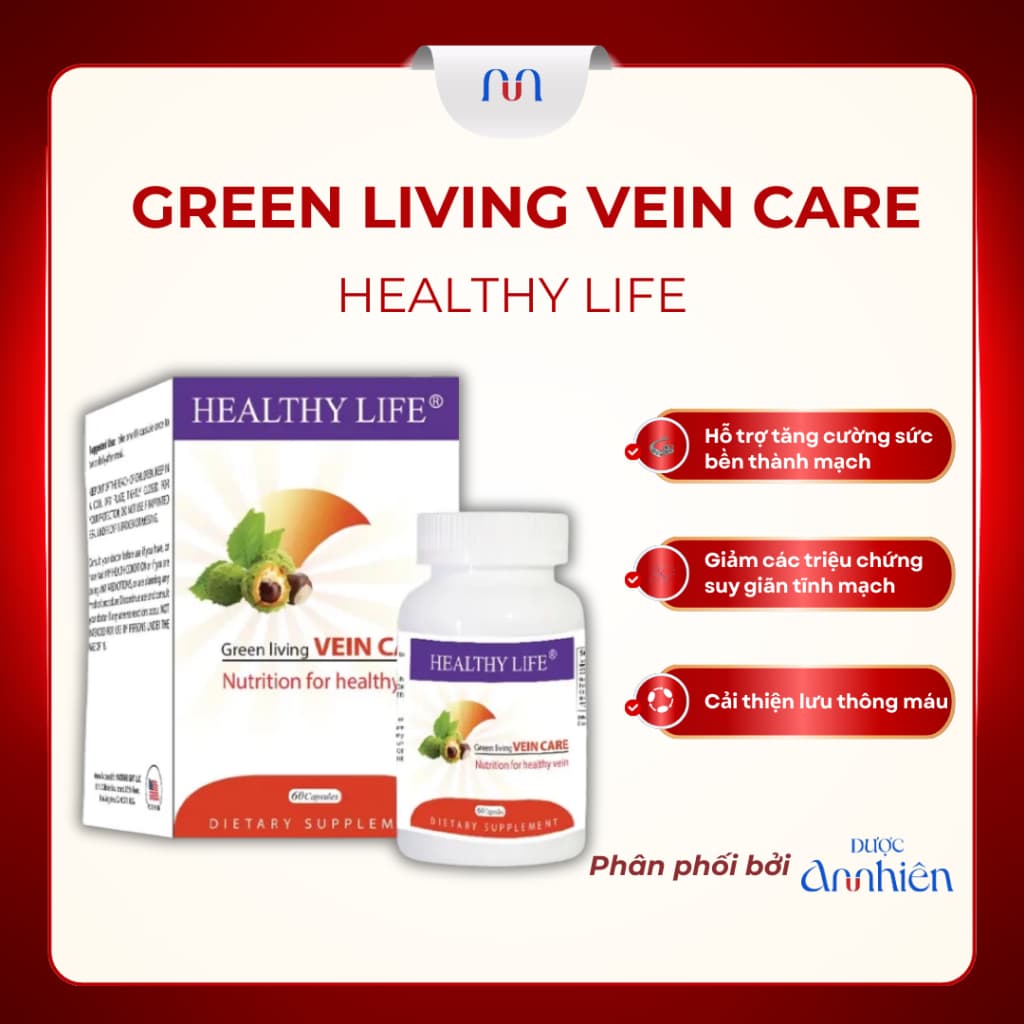 [CHÍNH HÃNG] Viên Uống Hỗ Trợ Suy Giãn Tĩnh Mạch Green Living Vein Care, Tăng Sức Bền Thành Mạch