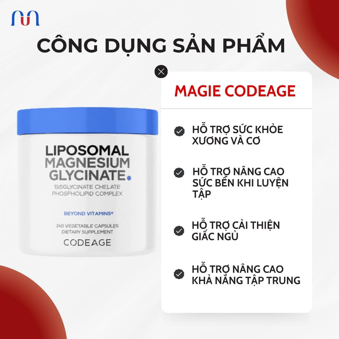 Viên uống Codeage Liposomal Magnesium bổ sung magie giúp ngủ ngon, giảm stress, hỗ trợ xương và cơ 240 viên DP An Nhiên