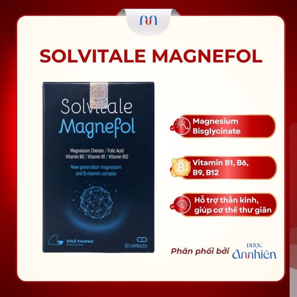 Viên Uống Bổ Sung Magie Giảm Mệt Mỏi Tăng Đề Kháng Solvitale Magnefol Latvia Vitamin B1 B6 B9 B12