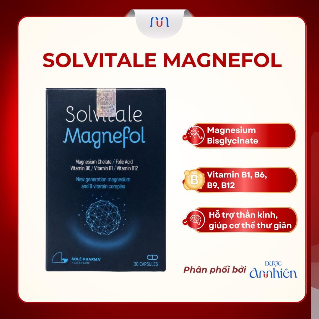 Viên Uống Bổ Sung Magie Giảm Mệt Mỏi Tăng Đề Kháng Solvitale Magnefol Latvia Vitamin B1 B6 B9 B12