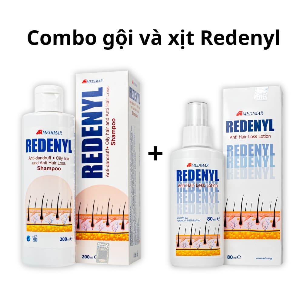 Dầu gội mọc tóc, giảm gàu, dầu và rụng tóc REDENYL 200ml (Combo gội xịt)
