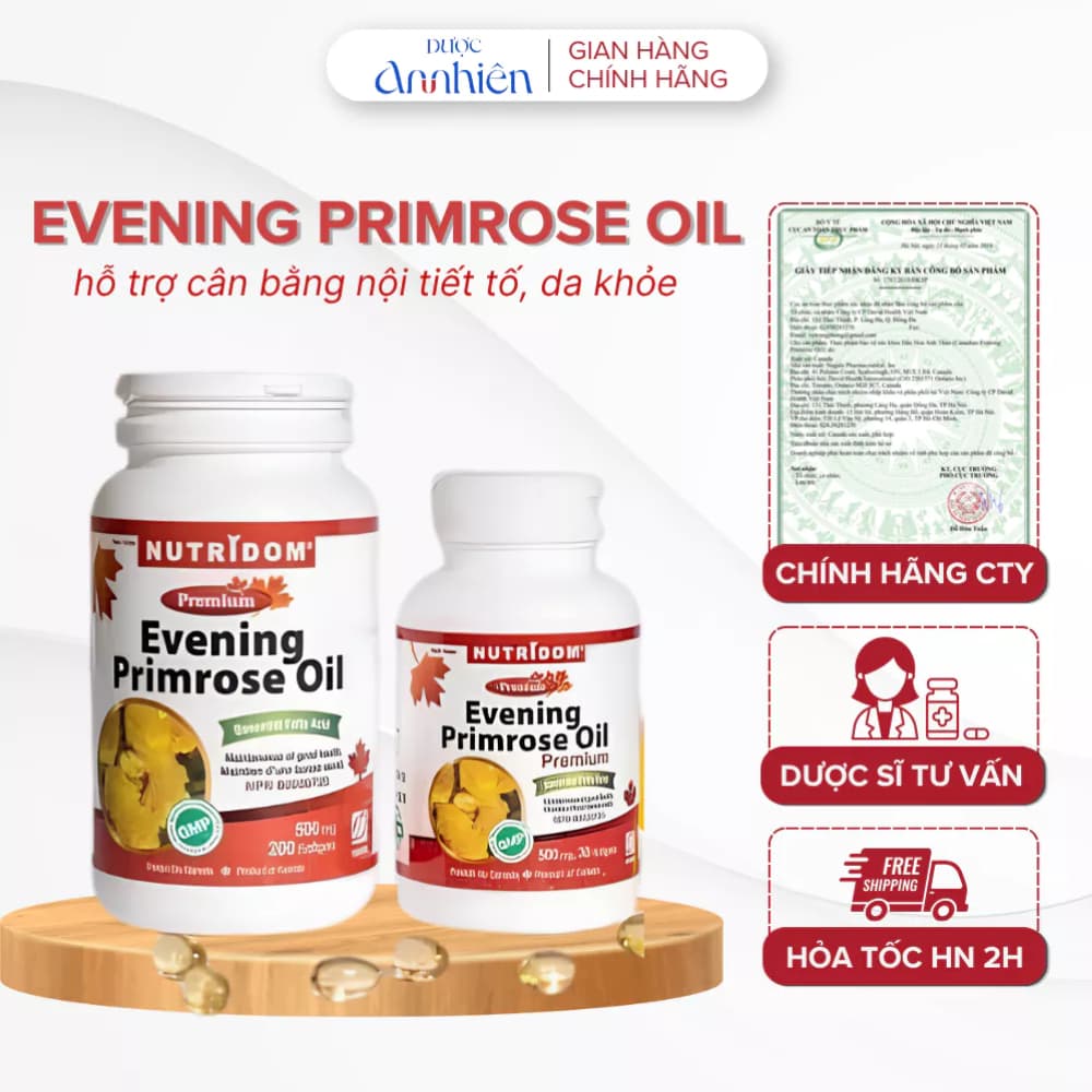 Tinh Dầu Hoa Anh Thảo Nutridom David Health Evening Primrose Oil Hỗ Trợ Cân Bằng Nội Tiết Tố (Hộp 200v)