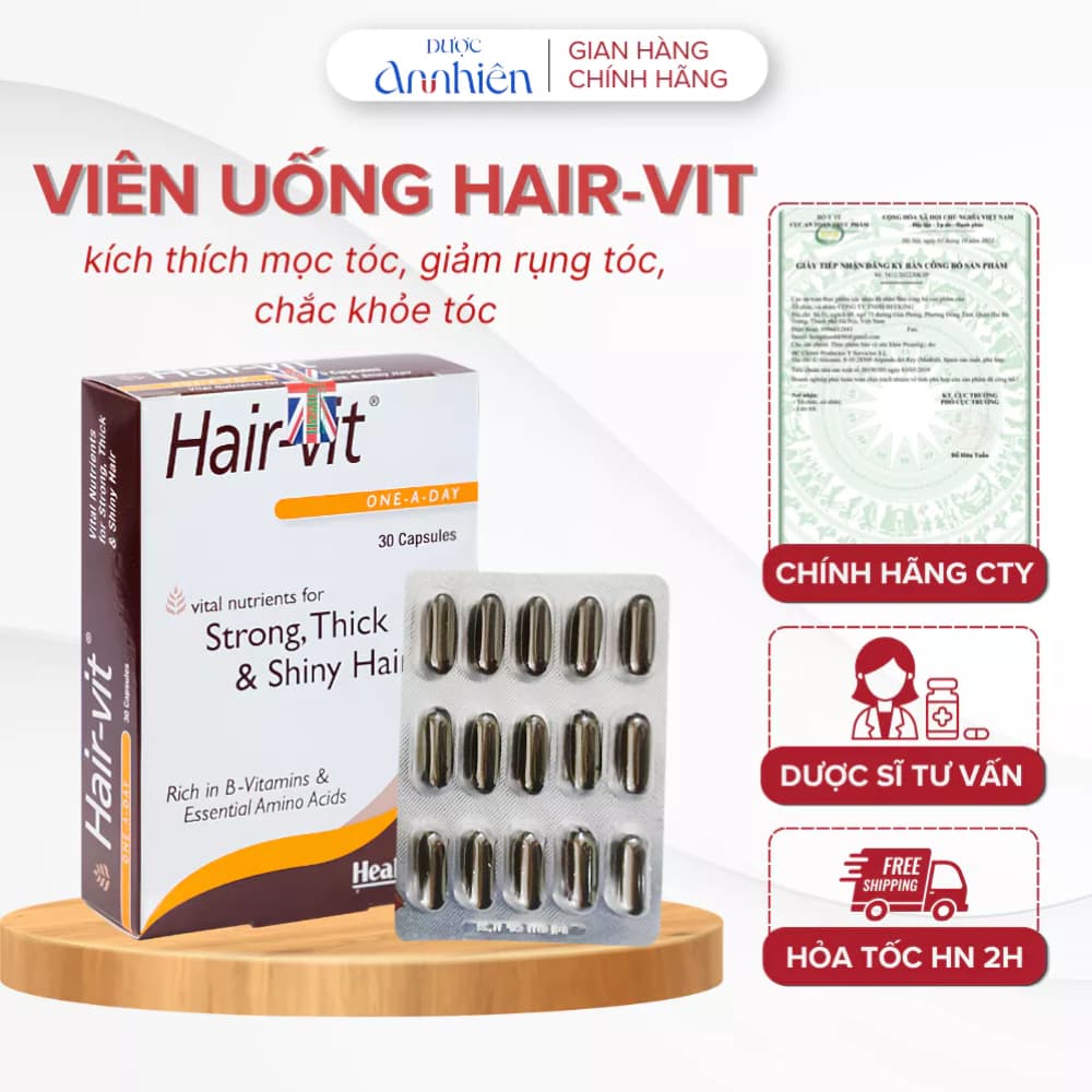 Viên Uống Hỗ Trợ Mọc Tóc Hair Vit 30 Viên Giúp Bớt Rụng Tóc, Dưỡng Tóc Chắc Khỏe (1 Hộp)