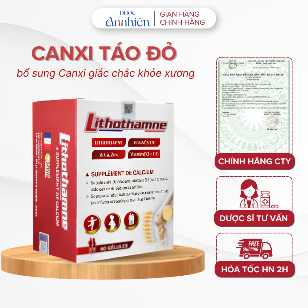 LITHOTHAMNE Canxi Hữu Cơ Tảo Đỏ 60 Viên Nhập Khẩu Pháp Bổ Sung Canxi Vitamin D3 Cho Cơ Thể (1 Hộp)