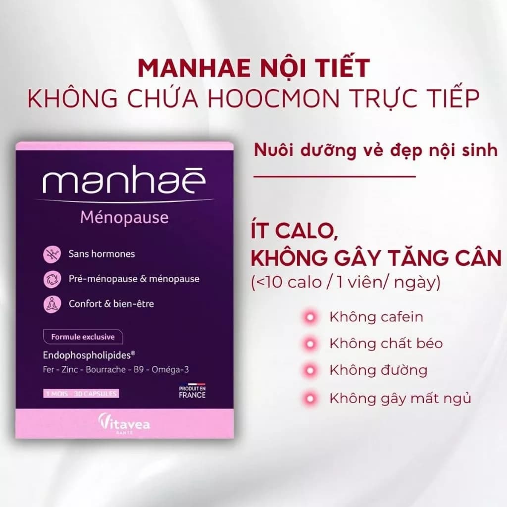 Viên uống nội tiết Manhae Nutrisante 30 viên điều hòa nội tiết tố, hỗ trợ giảm rối loạn kinh (Hộp 30v)