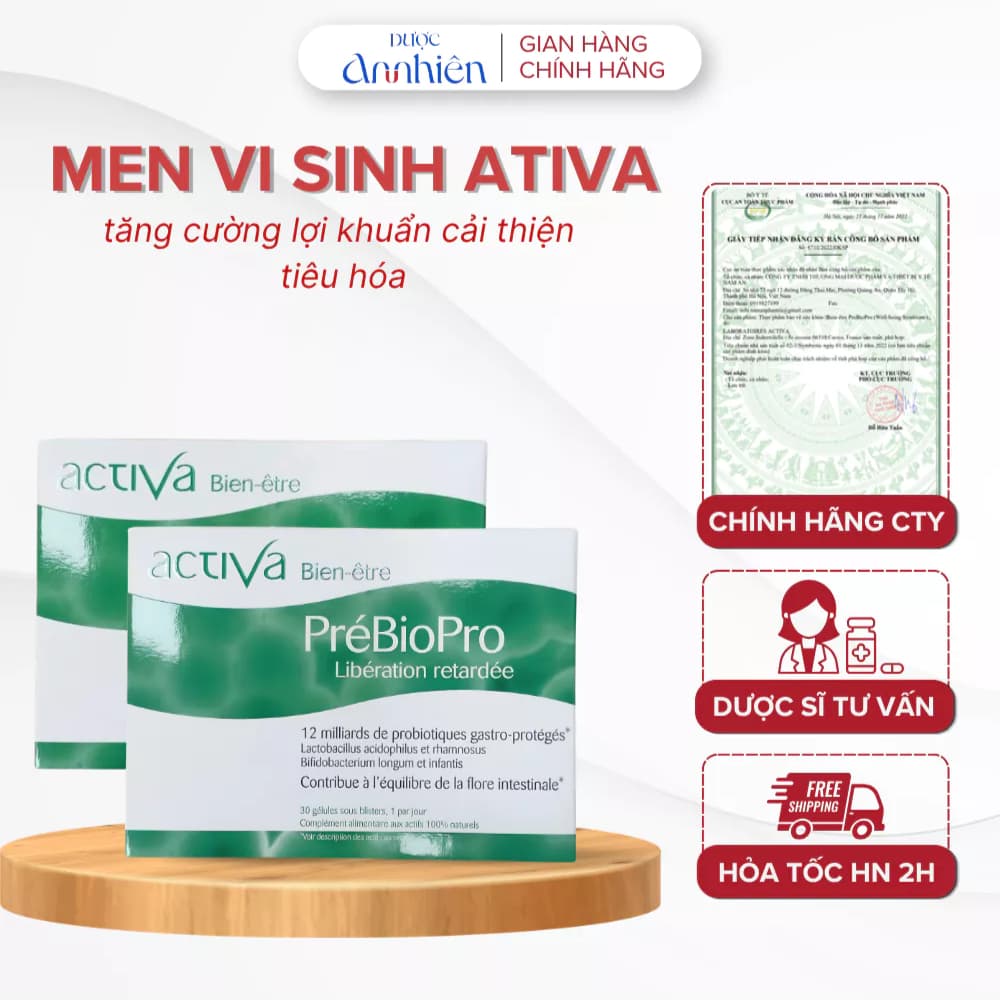 Men Vi Sinh Đường Ruột Activa Prebiopro Hỗ Trợ, Giảm Rối Loạn Tiêu Hóa, Đại Tràng (1 Hộp)