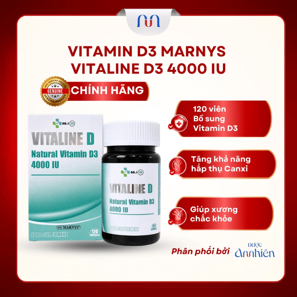 Vitamin D3 MARNYS VITALINE D3 4000 IU Bổ Sung Vitamin D3 Hỗ Trợ Chắc Khỏe Xương