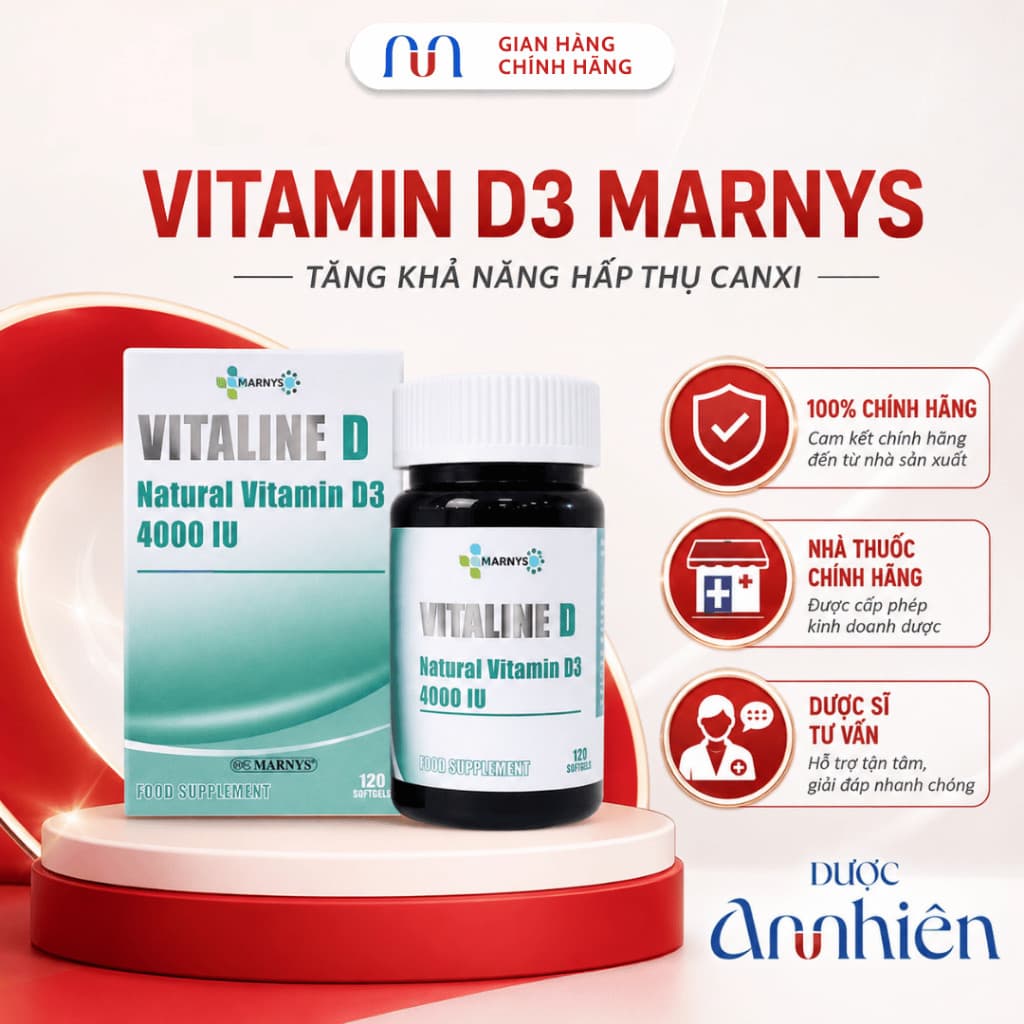 Vitamin D3 MARNYS VITALINE D3 4000 IU Bổ Sung Vitamin D3 Hỗ Trợ Chắc Khỏe Xương (1 Hộp)