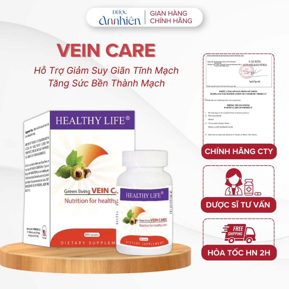 Viên Uống Hỗ Trợ Suy Giãn Tĩnh Mạch Green Living Vein Care, Tăng Sức Bền Thành Mạch (1 Hộp)