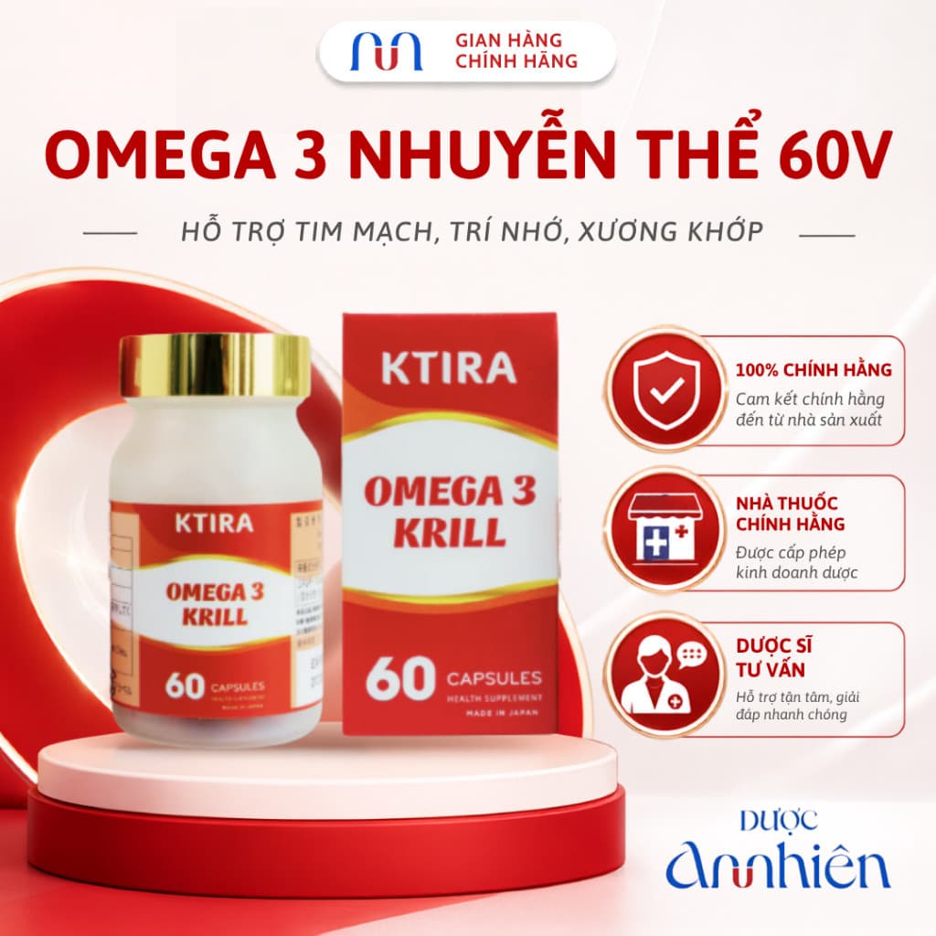 Viên Uống KTIRA Omega 3 Krill 60 Viên Hỗ Trợ Tim Mạch, Trí Nhớ, Xương Khớp (1 Hộp)