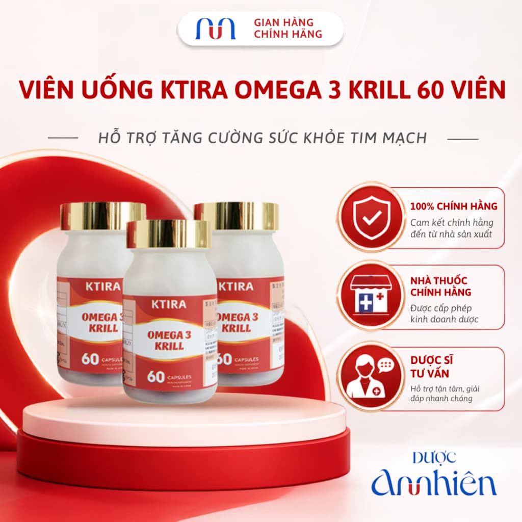 [CHÍNH HÃNG] Viên Uống KTIRA Omega 3 Krill 60 Viên Hỗ Trợ Tăng Cường Sức Khỏe Tim Mạch 03 (1 Hộp)