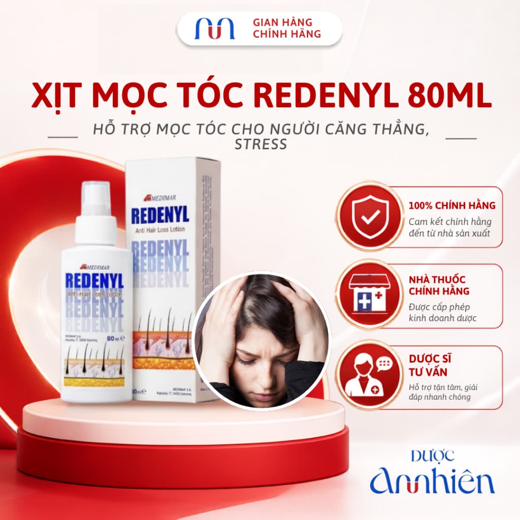 [CHÍNH HÃNG] Lotion Mọc Tóc Redenyl Lotion Medimar 80ml Hỗ Trợ Rụng Tóc Do Căng Thẳng, Stress (1 Chai Xịt)