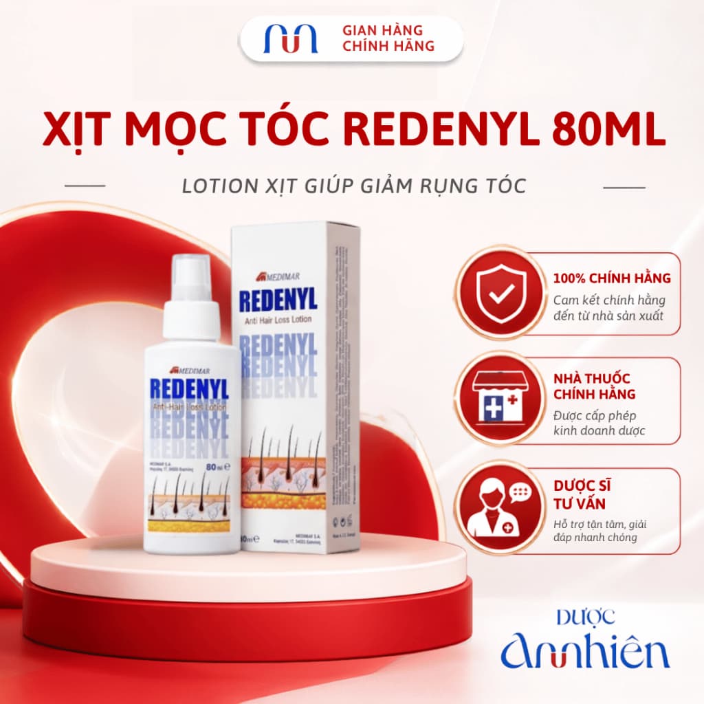 [CHÍNH HÃNG] Lotion Mọc Tóc Redenyl Medimar Chai Xịt 80ml Hỗ Trợ Mọc Tóc, Giảm Rụng Tóc