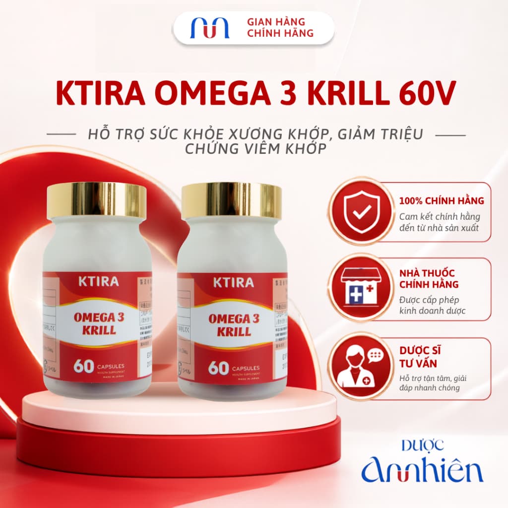 [CHÍNH HÃNG] Viên Uống KTIRA Omega 3 Krill 60 Viên Hỗ Trợ Xương Khớp, Hỗ Trợ Giảm Viêm 01 (1 Hộp)